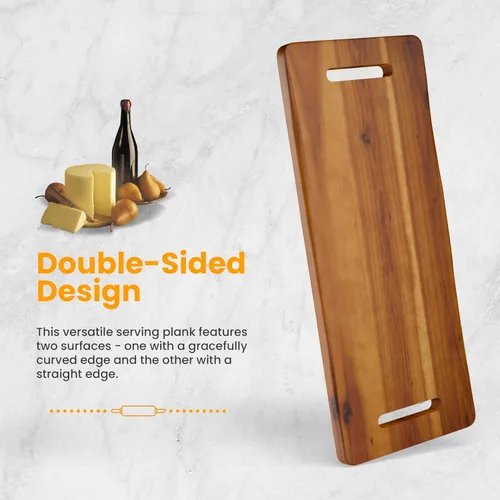 Vista 4 de TIDITA Tabla de Charcutería Grande de Madera de Acacia de 24" con Asas - Tablas de Madera Extra Largas para Servir Quesos - Plato Rectangular
