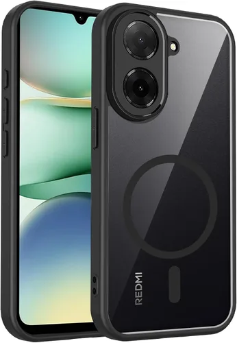 Vista 422 de Funda magnética transparente compatible con Xiaomi 17T, color negro 2 en 1 PC + TPU cubierta de teléfono a prueba de golpes, carcasa protectora