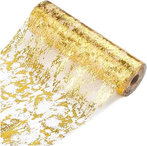 Vista 7 de Camino de mesa de oro metálico con purpurina de 11x108 pulgadas, rollo de camino de mesa fino brillante, decoración de mesa para bodas, despedida