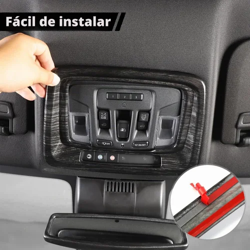 Vista 3 de RT-TCZ Marco de luz de cúpula para consola superior Silverado para Chevy Silverado GMC Sierra 2019 en adelante Accesorios interiores de grano