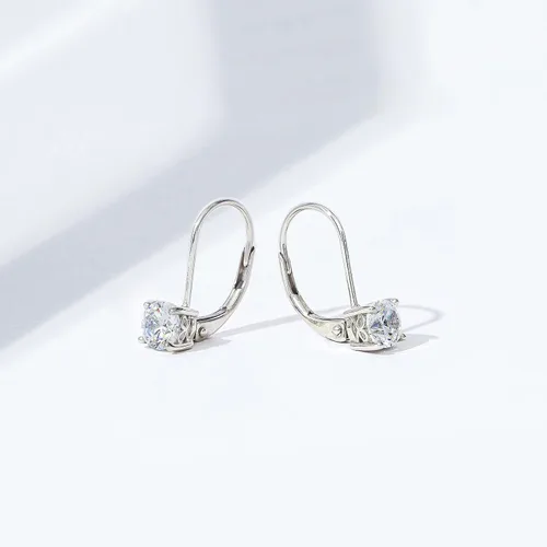 Vista 6 de Tienda Collection Platinum-Plated Sterling Silver Infinite Elements Zirconia Leverback Earrings