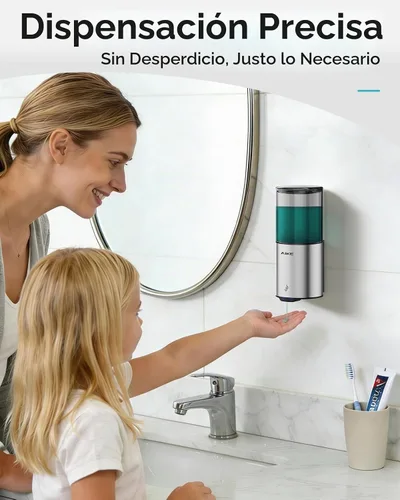 Vista 4 de AIKE Dispensador automático de jabón IPX7 impermeable 13.5oz acabado Acero inoxidable cepillado