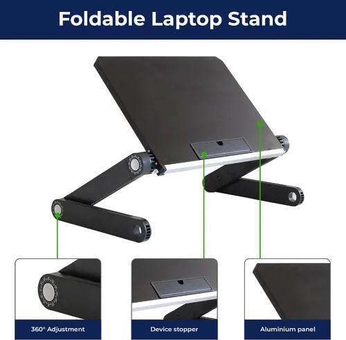 Vista 3 de Uncaged Ergonomics WorkEZ luz - Cooler para laptop de aluminio, ergonómico, portable, superligero, soporte para tablets y libros, Negro