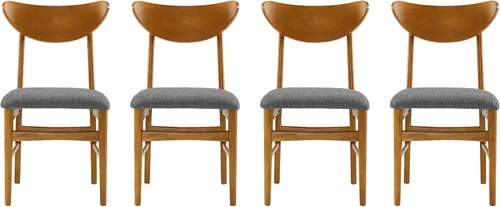 Vista 5 de Crosley Furniture Landon - Juego de 4 sillas de comedor de madera modernas de mediados de siglo con asiento tapizado, silla de cocina, bellota