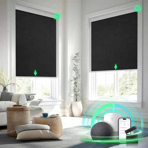 Vista 10 de Persianas motorizadas inteligentes con control remoto, persianas inteligentes opacas, persianas inteligentes personalizadas con cenefa, persianas
