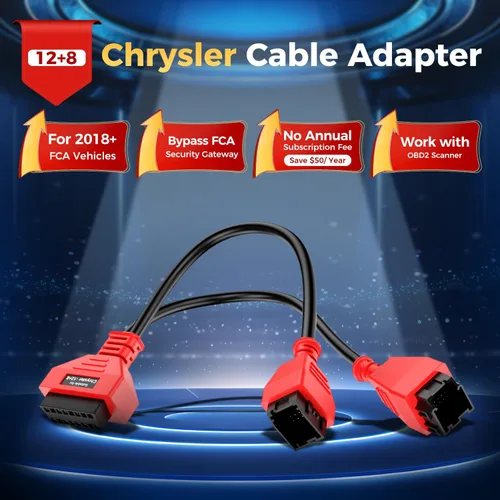 Vista 2 de Autel Adaptador original OBD2 12+8 para Chrysler OBD II, protocolo de pasarela de cable de derivación, derivación de seguridad universal 12 8