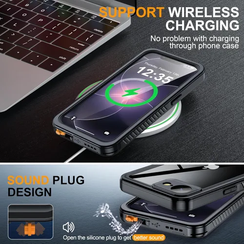 Vista 4 de ANTSHARE Funda impermeable IP68 para iPhone 17E/16E, negro/transparente Negro-impermeable