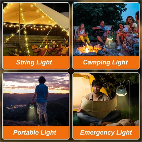 Vista 3 de HELESIN Luz de campamento recargable por USB, impermeable, portátil, plegable, 4 en 1, luces de campamento al aire libre con 8 modos de luces