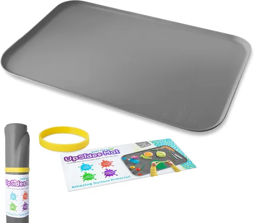 Vista 8 de Just Messin' Tapete de silicona para arte y manualidades, Legos, slime, resina, pintura y fabricación de joyas, protección de mesa con lados