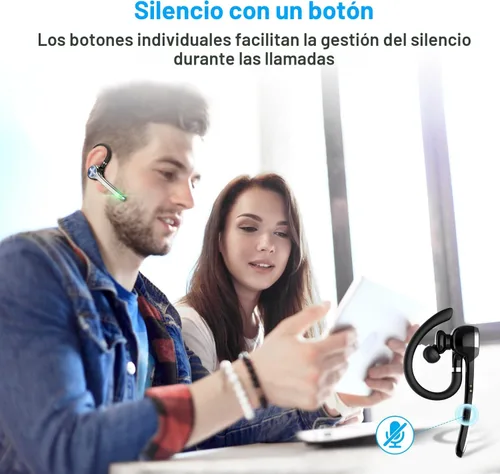 Vista 8 de HEIBAS Auriculares Bluetooth, Auriculares inalámbricos Bluetooth con estuche de carga de 500mAh, tiempo de conversación de 72 horas, micrófono