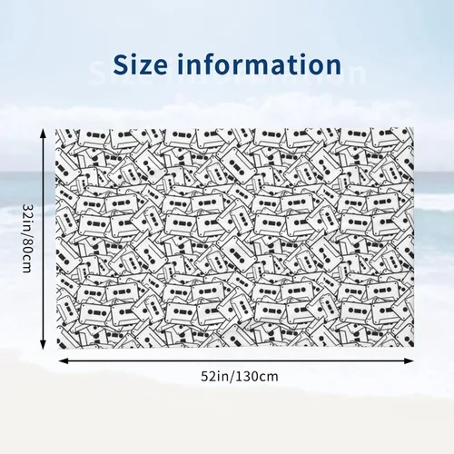 Vista 2 de Decktt Toalla de playa con cinta de casete, 32 x 52 pulgadas, toalla de camping de microfibra de secado rápido, súper absorbente, súper suave