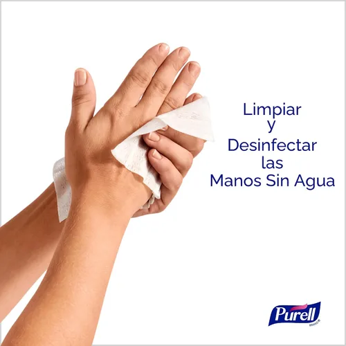 Vista 3 de Toallitas desinfectantes suaves para manos Purell Cottony con aroma limpio, 24 toallitas envueltas individualmente (paquete de 4 cajas) - 9029-04-CMR
