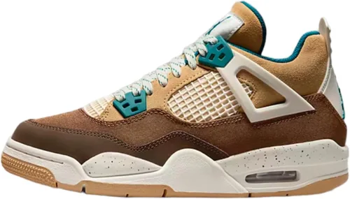 Vista 48 de Nike Jordan 4 Retro - Tenis para hombre, talla Beige/Rojo/Verde
