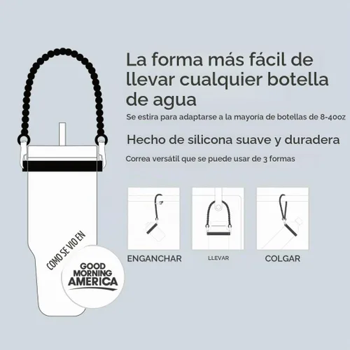 Vista 3 de Ryan & Rose Asa para Botella de Agua - Correa de Botella de Agua de Silicona, Portabotellas, Soporte con Correa Compatible con Accesorios de Copa