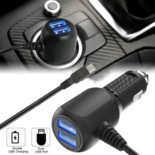 Vista 2 de Cargador de cámara para salpicadero, cable de alimentación USB, micro USB y cable mini USB, para cámara de tablero y cable de alimentación