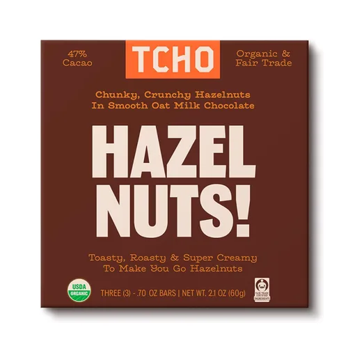 Vista 9 de TCHO Hazel Nuts! Oat-Milk Chocolate Bars (3 pack) Plant Based, Organic & Fair Trade Non GMO, Non-Dairy, Vegan, Soy Free (2.1oz each)
