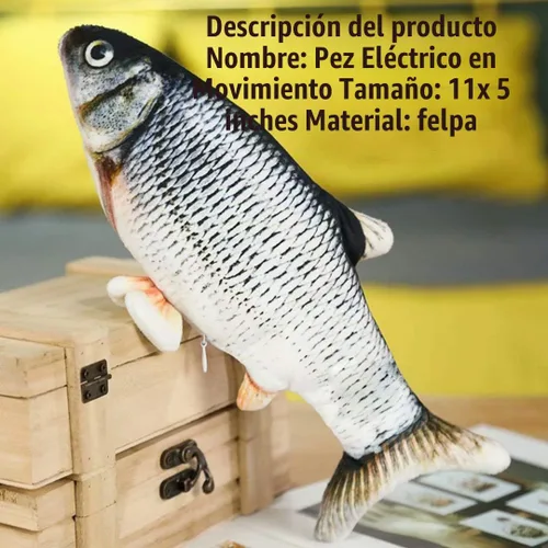 Vista 2 de QIAONIUNIU Juguetes de peluche interactivos de peces móviles eléctricos