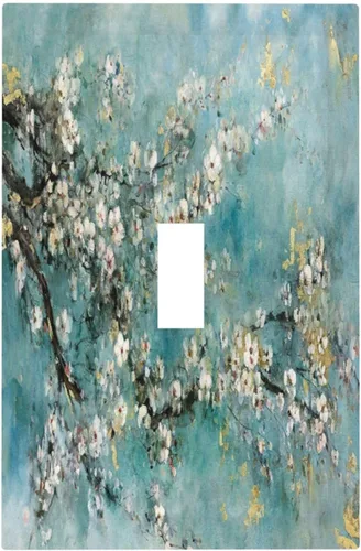Vista 235 de Pintura al óleo de flores abstractas de 1 cuadrilla de interruptor de luz dúplex individual cubierta de salida placa de pared decorativa Placa