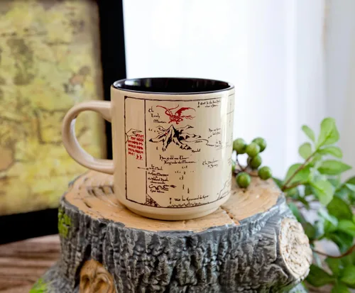 Vista 5 de Taza de cerámica con mapa de La Comarca de El Hobbit Taza de café para espresso, té, cacao Capacidad de 13 onzas
