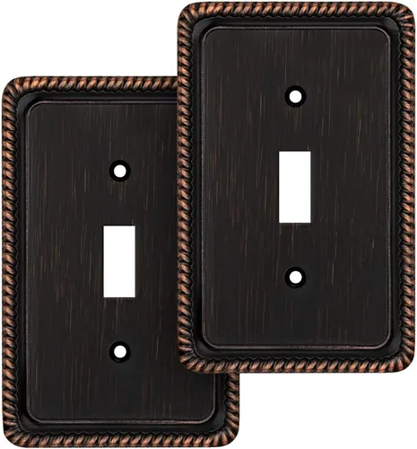 Vista 24 de Henne Bery Rope Edge - Placa decorativa de pared para interruptor (placa lisa, 2 unidades, bronce antiguo)