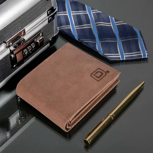 Vista 5 de Cartera plegable de capacidad extra para hombre cartera de piel auténtica con bloqueo RFID arena Sand Stone Cartera RFID