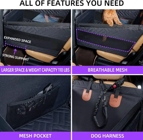 Vista 5 de TKYZ Asiento de automóvil mediano para perro, extensor de asiento trasero para perros, funda de asiento grande impermeable para asiento trasero