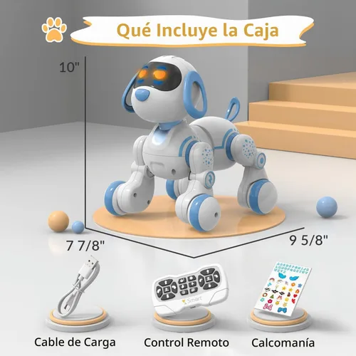 Vista 7 de STEMTRON Gato Robot Control Remoto Programable para Niños, Gato Robot Interactivo, Perro Robot Robo Gato, Robot RC con Sensor de Toque, Ojos LED Azul