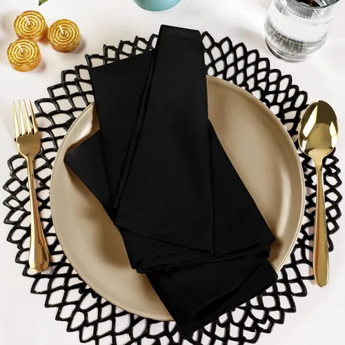 Vista 8 de Utopia Kitchen - Servilletas de tela negras [paquete de 12, 50 x 50 cm], mezcla de algodón absorbente, lavables y reutilizables para cena