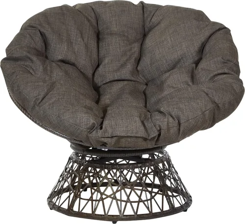 Vista 3 de OSP Home Furnishings – Silla Papasan de mimbre con giro de 360 grados, marco marrón con cojín marrón