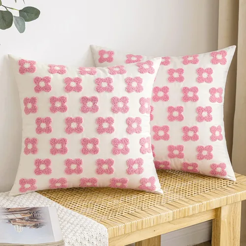 Vista 24 de EMEMA Juego de 2 fundas de cojín decorativas de jacquard, diseño de flores de sol, para sofá, cama, sala de estar, dormitorio, 16 x 16 pulgadas