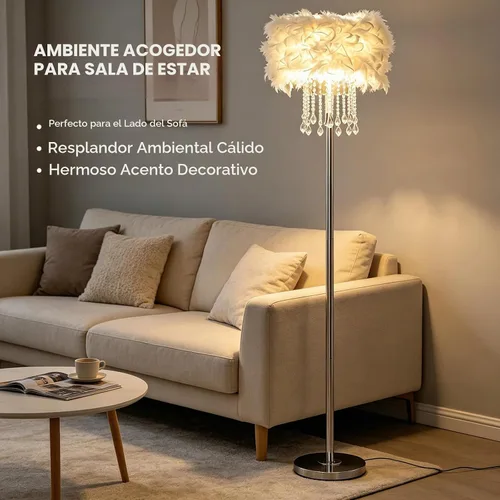 Vista 6 de Hsyile Lighting KU300180 Lámpara de pie de cristal, color blanco, 3 luces
