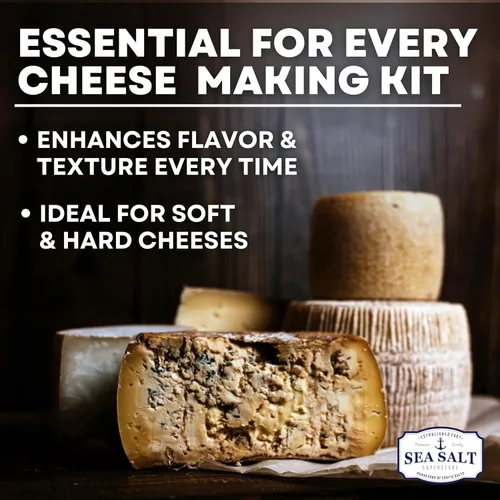 Vista 3 de Sal marina fina para hacer queso casero, sin gluten y sin yodar, sal escamosa, kit de queso kosher esencial, bolsa de 14 onzas