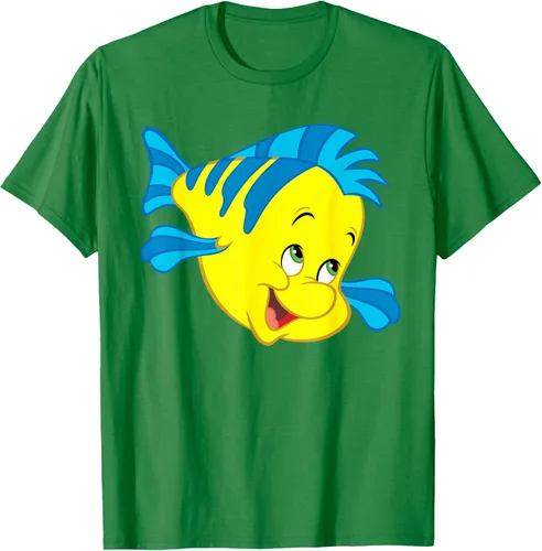Vista 60 de Disney Camiseta de disfraz de cara grande de la Sirenita Flounder Sidekick