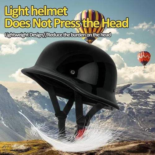 Vista 3 de Cascos de Moto Retro Jet para adultos, hombres y mujeres, DOT Homologado Semi Cubierto Vintage Ligero 22.93 oz, ABS 709S + EPS, forro fresco