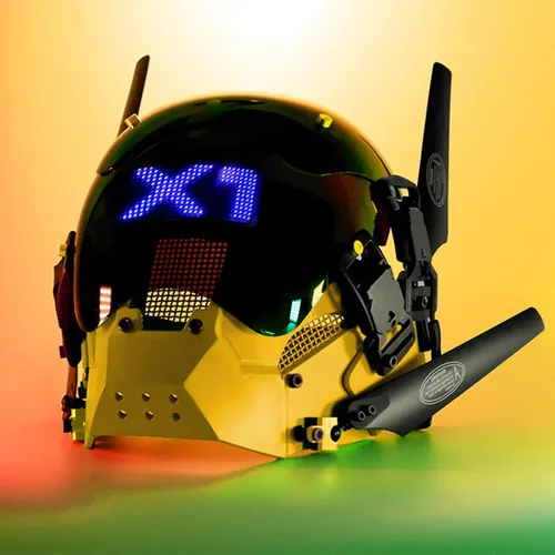 Vista 5 de BeLSav Máscara de cosplay punk para adultos, máscara LED, tecnología punk futurista, cosplay, Halloween, accesorios para fiestas y festivales
