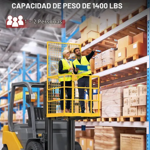 Vista 2 de YITAMOTOR Jaula de seguridad para carretilla elevadora de 43 x 45 pulgadas Amarillo: 43 x 45 pulgadas