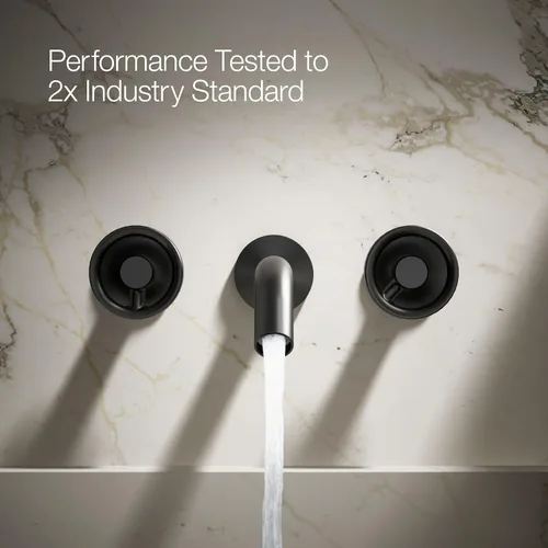 Vista 3 de KOHLER Componentes montaje en pared grifo de lavabo de baño con manijas industriales