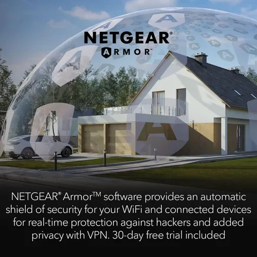 Vista 8 de NETGEAR Orbi Quad-Band WiFi 6E Mesh System (RBKE962), enrutador + 1 extensor de satélite, características de seguridad, velocidad de hasta 10.8