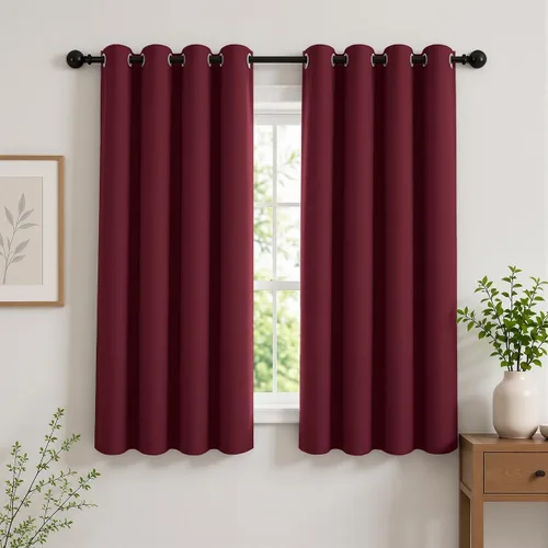 Vista 130 de Cortinas de oscurecimiento de habitación de 45 pulgadas de largo para dormitorio y sala de estar, cortinas térmicas aislantes con ojales