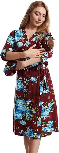 Vista 5 de Galabloomer Bata de maternidad y manta de recepción de bebé, conjunto de bata y manta a juego para el parto de mamá