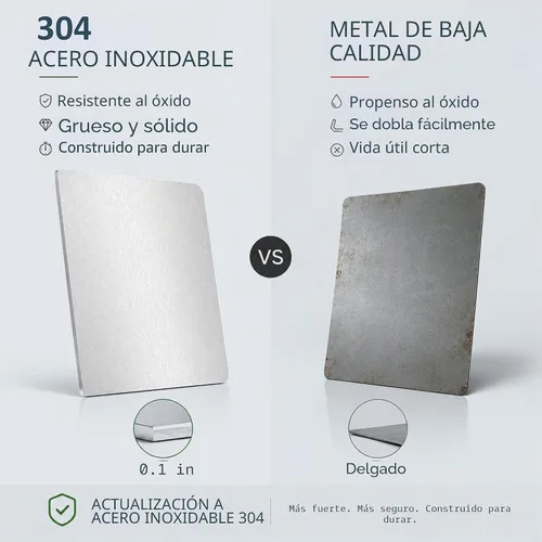 Vista 4 de Tabla de cortar de acero inoxidable 304 con labio, tabla de preparación de grado alimenticio 15.7x11.4