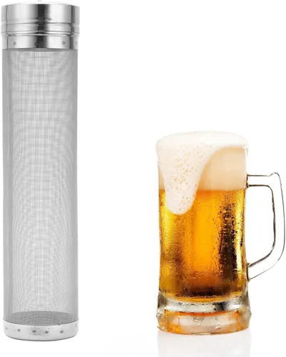 Vista 7 de Filtro de cerveza de acero inoxidable de malla 50 de 2.8 x 11.8 pulgadas, filtro de cesta de cerveza casera, filtro de cerveza, cartucho de filtro