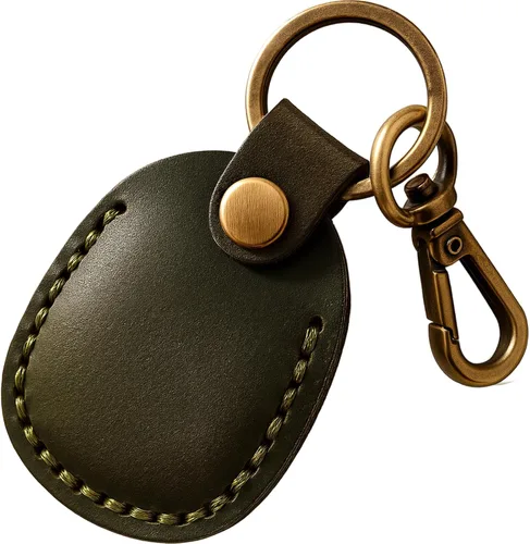 Vista 21 de Llavero de Airtag de cuero genuino, llavero portátil de Air tag con anillos para llaves, funda de cobertura oculta completa compatible con Airtag