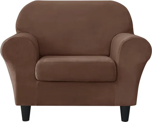 Vista 27 de CONRUSER Funda elástica para sofá, funda de terciopelo suave para sofá de un solo asiento con funda de cojín, protector de muebles (beige, talla S)