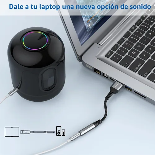 Vista 3 de Adaptador de audio USB a conector de 0.138 in (paquete de 2), adaptador USB a conector de audio, USB-A a 0.138 in TRRS 4-Pole Mic hembra, tarjeta