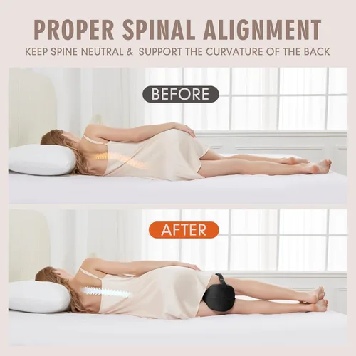 Vista 3 de Almohada de rodilla negra para personas que duermen de lado, almohadas de espuma viscoelástica entre las piernas para aliviar el dolor de ciática