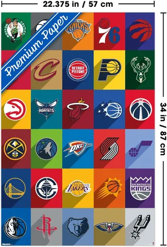 Vista 3 de NBA League - Póster de pared con logotipos 25, 34 pulgadas de largo x 22.4 pulgadas de ancho, versión premium sin marco