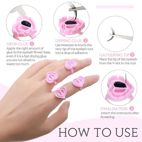 Vista 4 de Yaomiao 500 anillos de pegamento para extensiones de pestañas, desechables, anillos de pegamento para salones de belleza, soporte para vasos