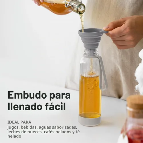 Vista 3 de Sursip Botellas de agua de vidrio de 18 onzas con tapas, botellas de jugo, botella de jugo de vidrio transparente para exprimir, botellas de jugo