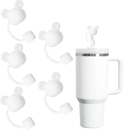 Vista 39 de Juego de 4 fundas de popote con diseño de estrella compatibles con vasos Stanley de 30 y 40 onzas, reutilizables, bonitas puntas de popote